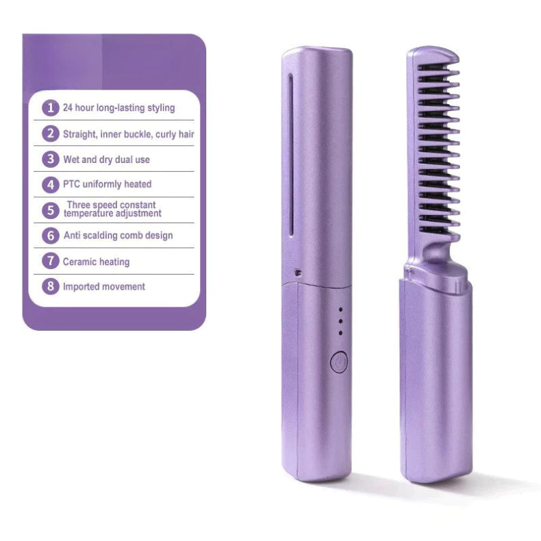 Pente Glam Wave Sem Fio | Seu Cabelo Liso e Brilhante em Minutos