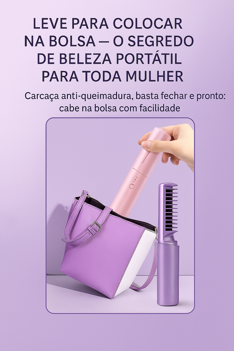 Pente Glam Wave Sem Fio | Seu Cabelo Liso e Brilhante em Minutos